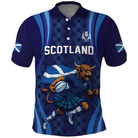 Custom Rugby Scotland Polo Shirt Highland Cow Mascot Go Scottish