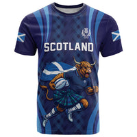 Custom Rugby Scotland T Shirt Highland Cow Mascot Go Scottish