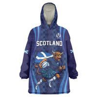 Custom Rugby Scotland Wearable Blanket Hoodie Highland Cow Mascot Go Scottish