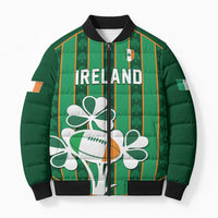 Custom Rugby Ireland Bomber Puffer Jacket Irish Lucky Shamrock