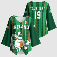 Custom Rugby Ireland Kimono Sleeve Blouse Irish Lucky Shamrock