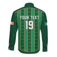 Custom Rugby Ireland Long Sleeve Button Shirt Irish Lucky Shamrock
