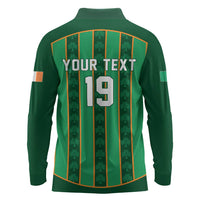 Custom Rugby Ireland Long Sleeve Polo Shirt Irish Lucky Shamrock