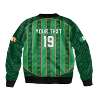 Custom Rugby Ireland Sleeve Zip Bomber Jacket Irish Lucky Shamrock