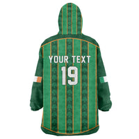 Custom Rugby Ireland Wearable Blanket Hoodie Irish Lucky Shamrock