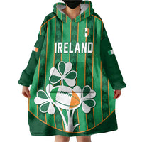 Custom Rugby Ireland Wearable Blanket Hoodie Irish Lucky Shamrock