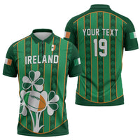 Custom Rugby Ireland Zipper Polo Shirt Irish Lucky Shamrock