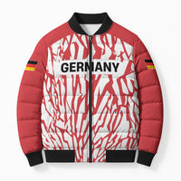 Custom German European Football Champions Bomber Puffer Jacket Abstract Lightning Rot Weiss