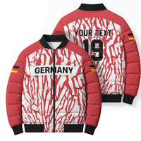 Custom German European Football Champions Bomber Puffer Jacket Abstract Lightning Rot Weiss