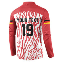 Custom German European Football Champions Button Sweatshirt Abstract Lightning Rot Weiss