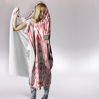 Custom German European Football Champions Hooded Blanket Abstract Lightning Rot Weiss