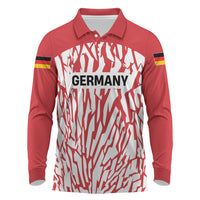 Custom German European Football Champions Long Sleeve Polo Shirt Abstract Lightning Rot Weiss