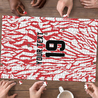 Custom German European Football Champions Puzzle Abstract Lightning Rot Weiss