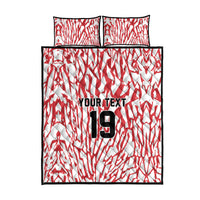Custom German European Football Champions Quilt Bed Set Abstract Lightning Rot Weiss