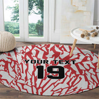 Custom German European Football Champions Round Carpet Abstract Lightning Rot Weiss