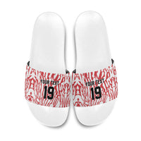 Custom German European Football Champions Slide Sandals Abstract Lightning Rot Weiss