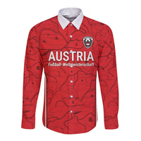 Custom World Football 2026 Austria Long Sleeve Button Shirt Fussball WM Gemma Burschen Red Glory