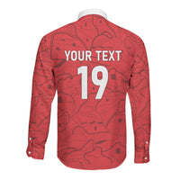 Custom World Football 2026 Austria Long Sleeve Button Shirt Fussball WM Gemma Burschen Red Glory