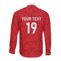 Custom World Football 2026 Austria Long Sleeve Button Shirt Fussball WM Gemma Burschen Red Glory