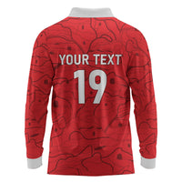 Custom World Football 2026 Austria Long Sleeve Polo Shirt Fussball WM Gemma Burschen Red Glory