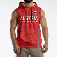 Custom World Football 2026 Austria Sleeveless Hoodie Fussball WM Gemma Burschen Red Glory
