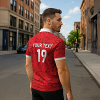 Custom World Football 2026 Austria Zipper Polo Shirt Fussball WM Gemma Burschen Red Glory