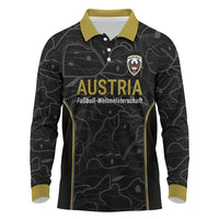 Custom World Football 2026 Austria Long Sleeve Polo Shirt Fussball WM Gemma Burschen Black Glory