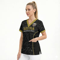 Custom World Football 2026 Austria Scrub Top Fussball WM Gemma Burschen Black Glory