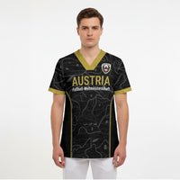 Custom World Football 2026 Austria Scrub Top Fussball WM Gemma Burschen Black Glory