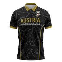 Custom World Football 2026 Austria Zipper Polo Shirt Fussball WM Gemma Burschen Black Glory