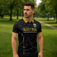 Custom World Football 2026 Austria Zipper Polo Shirt Fussball WM Gemma Burschen Black Glory