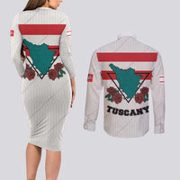 Italy Tuscany Couples Matching Long Sleeve Bodycon Dress and Long Sleeve Button Shirt Pegasus With Map Style LT19