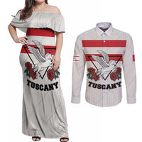 Italy Tuscany Couples Matching Off Shoulder Maxi Dress and Long Sleeve Button Shirt Pegasus With Map Style LT19