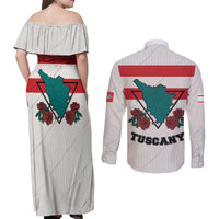 Italy Tuscany Couples Matching Off Shoulder Maxi Dress and Long Sleeve Button Shirt Pegasus With Map Style LT19