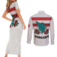Italy Tuscany Couples Matching Short Sleeve Bodycon Dress and Long Sleeve Button Shirt Pegasus With Map Style LT19