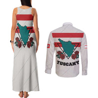 Italy Tuscany Couples Matching Tank Maxi Dress and Long Sleeve Button Shirt Pegasus With Map Style LT19