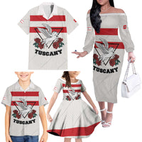 Italy Tuscany Family Matching Off The Shoulder Long Sleeve Dress and Hawaiian Shirt Pegasus With Map Style LT19