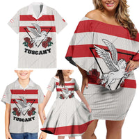 Italy Tuscany Family Matching Off Shoulder Short Dress and Hawaiian Shirt Pegasus With Map Style LT19