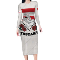 Italy Tuscany Long Sleeve Bodycon Dress Pegasus With Map Style LT19