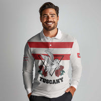 Italy Tuscany Long Sleeve Polo Shirt Pegasus With Map Style LT19