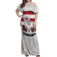 Italy Tuscany Off Shoulder Maxi Dress Pegasus With Map Style LT19