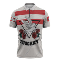 Italy Tuscany Zipper Polo Shirt Pegasus With Map Style - Wonder Print Shop