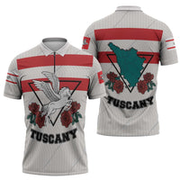 Italy Tuscany Zipper Polo Shirt Pegasus With Map Style - Wonder Print Shop