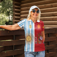 Custom Argentina Spain 2026 World Final Football Women Polo Shirt Road To Glory
