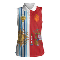 Custom Argentina Spain 2026 World Final Football Women Sleeveless Polo Shirt Road To Glory