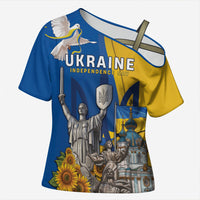 Personalized Ukraine Independence Day Cross Shoulder Shirt Tryzub Heritage Freedom Pride