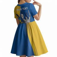 Personalized Ukraine Independence Day Kid Short Sleeve Dress Tryzub Heritage Freedom Pride