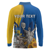 Personalized Ukraine Independence Day Long Sleeve Polo Shirt Tryzub Heritage Freedom Pride