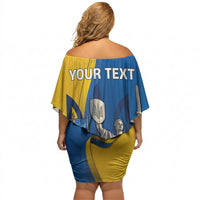 Personalized Ukraine Independence Day Off Shoulder Short Dress Tryzub Heritage Freedom Pride