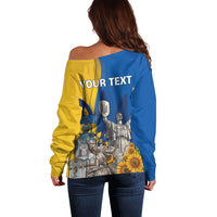 Personalized Ukraine Independence Day Off Shoulder Sweater Tryzub Heritage Freedom Pride